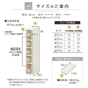 【国産家具】オーダーすき間ラック〔幅18cm・オープン・ロータイプ〕（ホワイト）すき間ラック 日本製 国産 隙間収納 ラック 本棚 スリム 薄型 縦長 オーダー 棚 隙間収納棚 ラック 隙間 木製 A