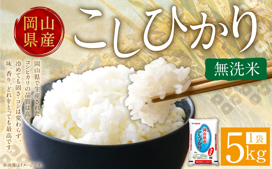 【令和6年産】 無洗米 岡山県産 こしひかり 5kg 【2024年9月下旬～2025年8月下旬発送】 コシヒカリ 米 お米 こめ kome コメ ご飯 ごはん