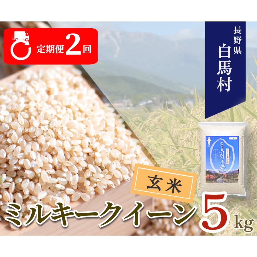 ふるさと納税 白馬村 【毎月定期便】長野県白馬村産ミルキークイーン【玄米】5kg全2回