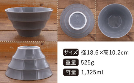【美濃焼】 ラーメンどんぶり 軽量 19cm カラーボーダー 2色 セット  ( グレー / ネイビー )  【丸半製陶所】食器 丼 ボウル [TDG006]