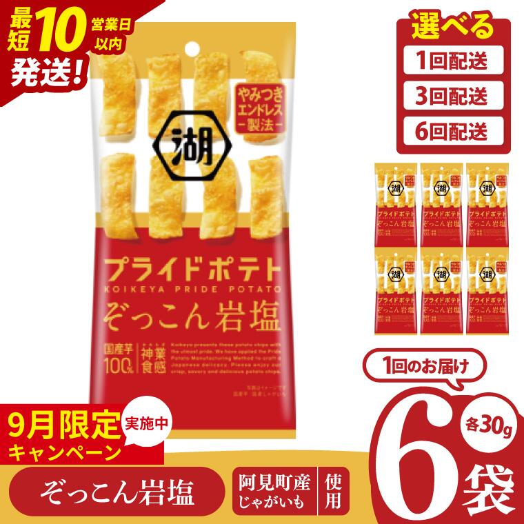 【ふるさと納税】【9月限定価格】【選べる定期便回数】【10営業日以内に出荷】湖池屋 プライドポテトひとくちカット ぞっこん岩塩 スリムバッグ 30g×6個|お菓子 おかし おやつ スナック スナック菓子 菓子 ポテチ 大容量 おつまみ じゃがいも（93-118）