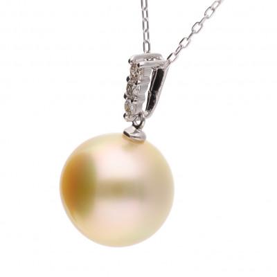 ふるさと納税 神戸市 【星朧】ゴールデンパール(南洋真珠) ダイヤモンド PT900 プラチナ ペンダントトップ |  | 01