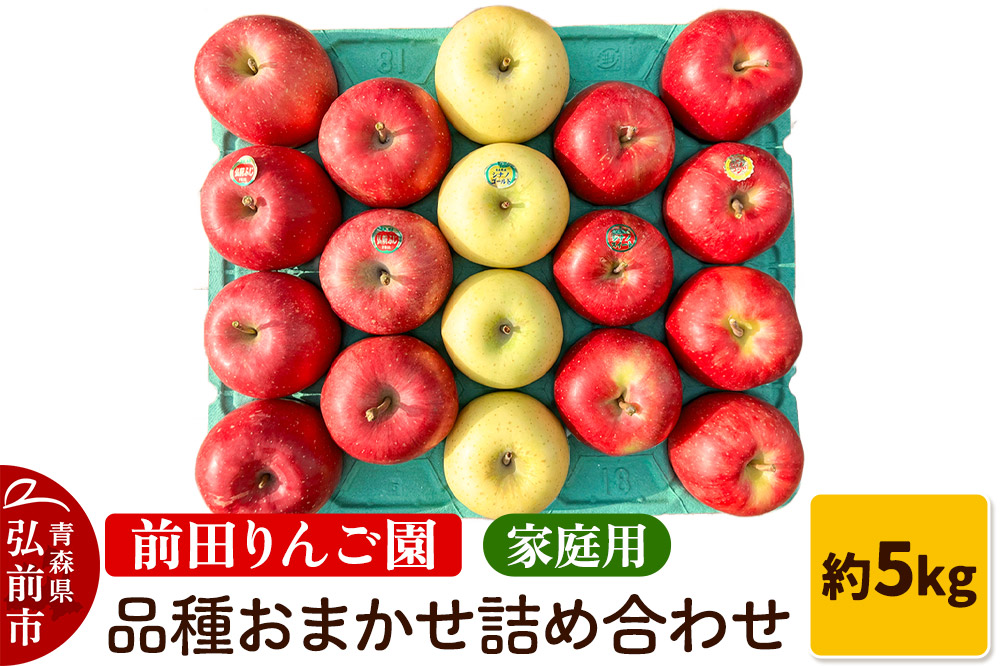 りんご【先行受付】家庭用 りんご 品種おまかせ詰め合わせ 約 5kg (16～20玉程度)  前田りんご園