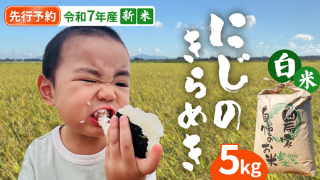 【 先行予約 】＜ 新米 ＞ 令和7年産 茨城県産 白米 にじのきらめき 5kg 【2025年9月下旬より発送開始】 国産 茨城産 茨城県産米 つくばみらい市 精米 お米 こめ おこめ ごはん ご飯 白飯 ゴハン 生活応援 ふるさと おすすめ  ツヤツヤ もっちり ふっくら 甘み 柔らかい 大粒 粘り 美味しい おいしい おむすび お弁当 和食 お取り寄せ 防災 備蓄
