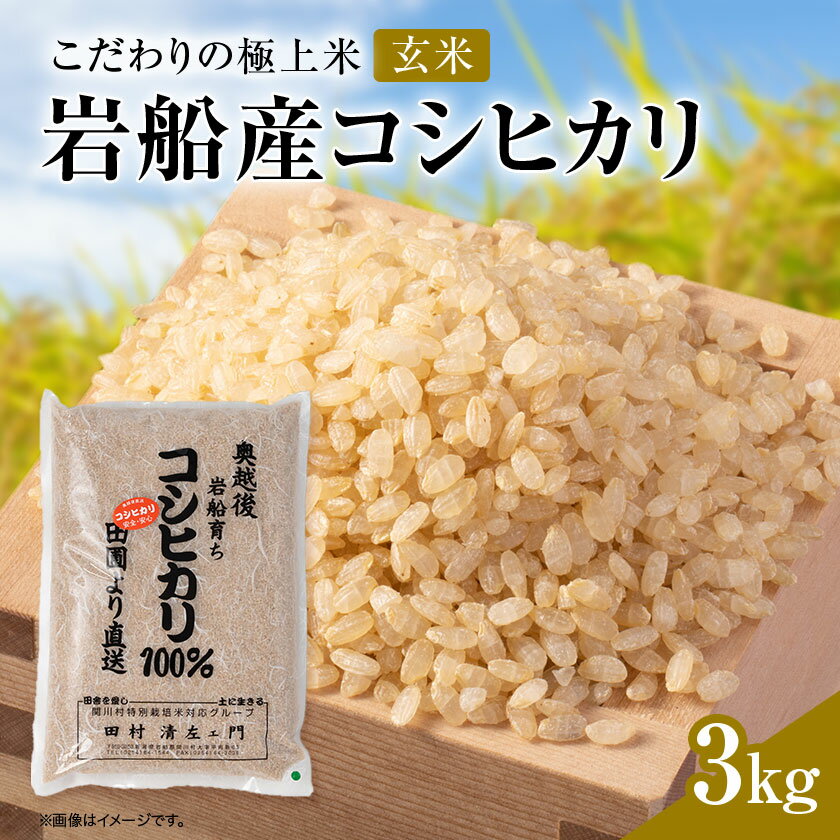 【ふるさと納税】R7年産 [極上]安心こだわり米 岩船産コシヒカリ玄米3kg(3kg×1袋)[百姓屋]【1720539】