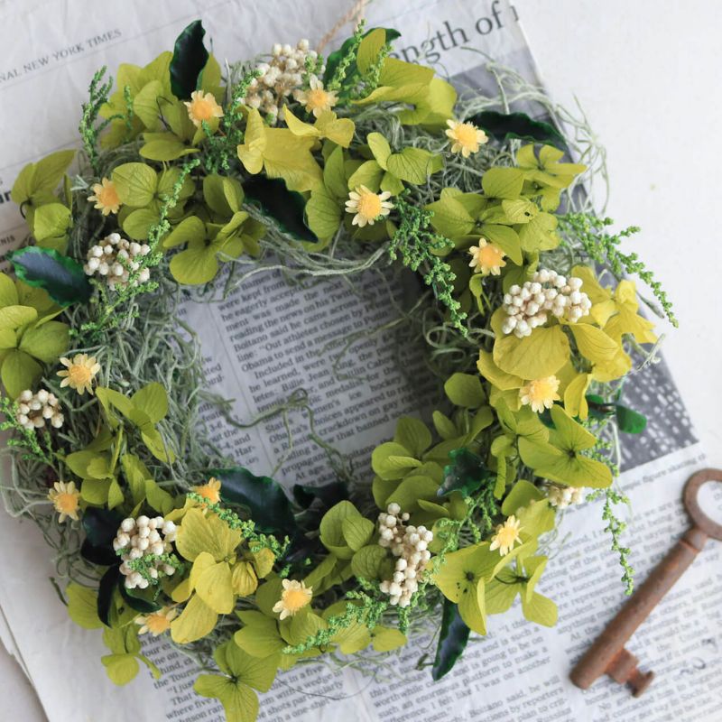 富良野花七曜 フェアリーミニリース ＊ イエロー ＊ ナチュラルかわいい プリザーブドフラワー リース 花 インテリア 装飾品 アレンジ ギフト プレゼント 北海道 上富良野町