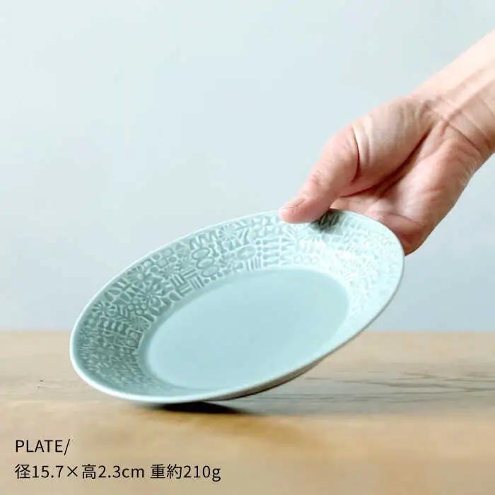 【波佐見焼】PATTERNED PLATE・MUG ペア ４点セット squall gray + ecru【BIRDS’ WORDS】[CF041] 波佐見焼