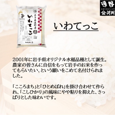 【入金確認後、最短5日で出荷】 【令和7年産】いわてっこ(精米) 岩手県遠野市産 5kg 河判【1702590】