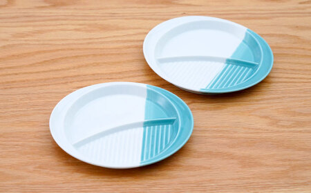 【波佐見焼】仕切り皿 ハーフカラー ミント　2個セット【団陶器】[PB211]