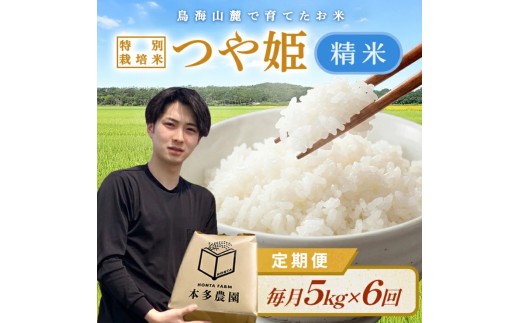10月中旬発送開始／【6回定期便】令和8年産 ［精米］特別栽培米 つや姫　5kg×6回(計30kg) 農家直送 HO SG0155