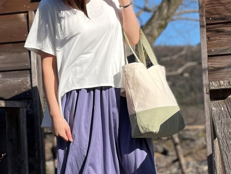 【のこり染】トートバッグ大　よもぎ