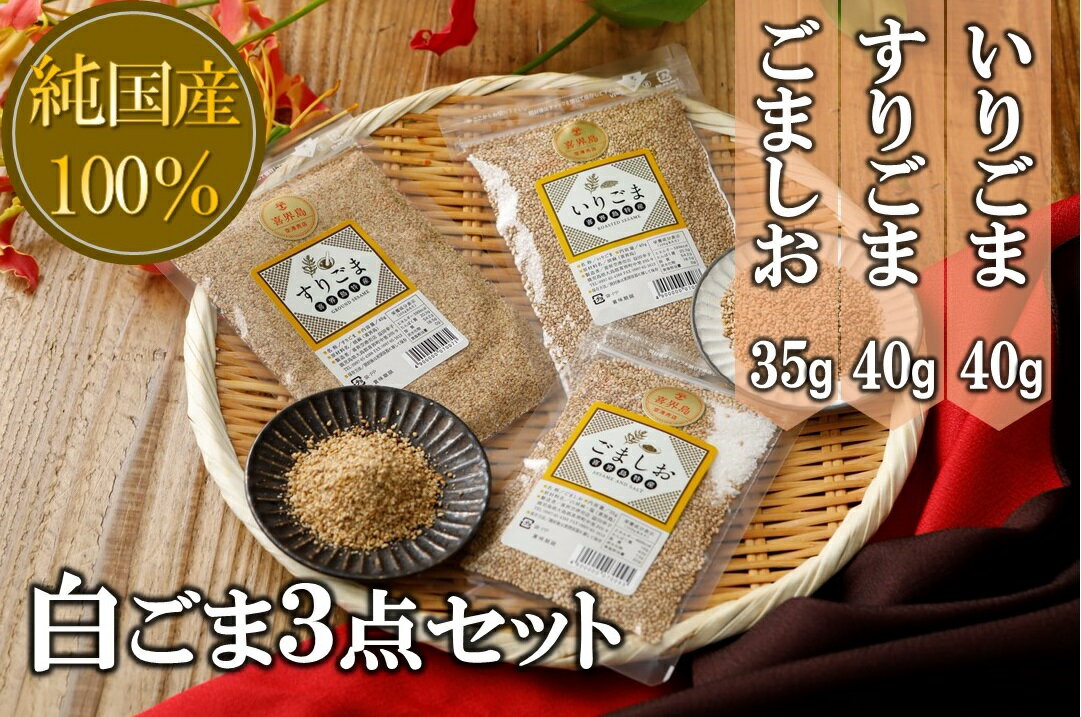 【ふるさと納税】白ごま3点(いりごま40g・すりごま40g・ごま塩30g)