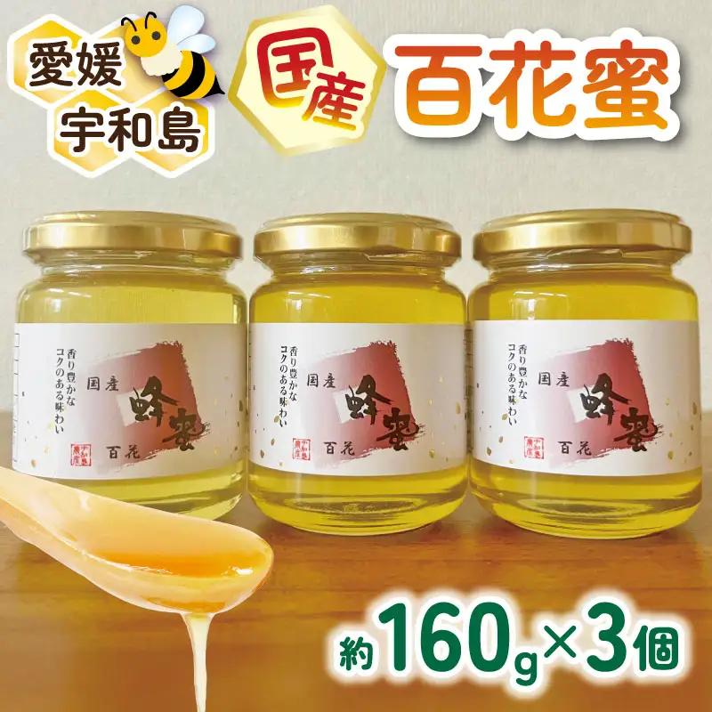 ＼10営業日以内発送／  国産はちみつ 百花蜜 160g × 3本 セット 宇和島農産 純国産はちみつ 瓶 蜜 人気ハチミツ 国産純粋はちみつ 非加熱 はちみつ 蜂蜜 ハニー 百花蜂蜜 百花はちみつ 純粋はちみつ 生はちみつ 天然はちみつ 産地直送 国産 愛媛 宇和島 F012-132007