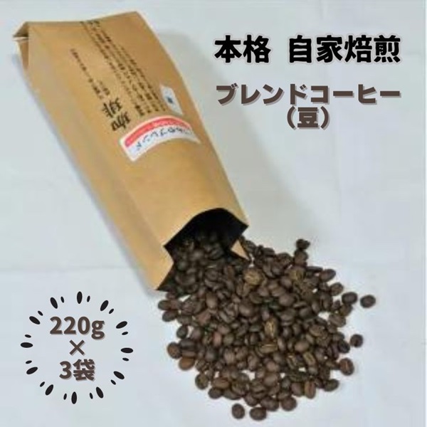 自家焙煎いづみやブレンドコーヒー（豆）220g×3袋：B120-020