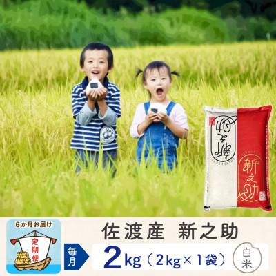 ふるさと納税 佐渡市 【毎月定期便】佐渡島産新之助 白米2Kg(2Kg×1袋)　全6回