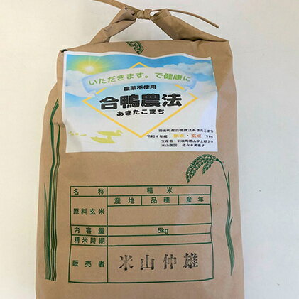 【ふるさと納税】合鴨農法米あきたこまち　玄米5kg お米 あきたこまち