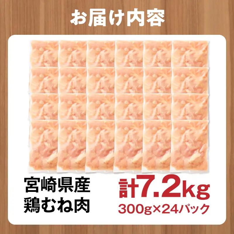 鶏肉 むね肉 鶏肉[宮崎県産 7.2kg 300g×24P 2～7営業日以内に発送予定]