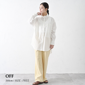 【THE INDUSTRY WORKS】ベーシックスタンドカラーシャツ（オフ）・1着　TIW-W036（74-28-WH） レディース カジュアルシャツ