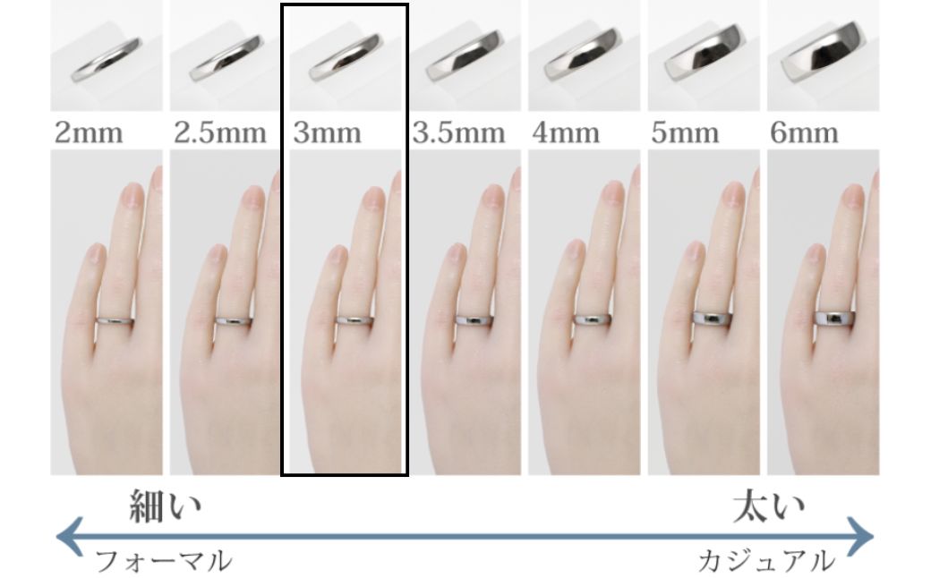 純チタン甲丸リング(幅3mm)8号
