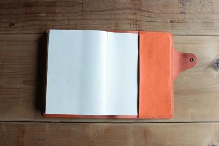 レザー手帳カバー（cousin A5）【オレンジ】イタリアンレザーカバー　