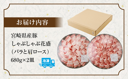 宮崎県産豚 花盛しゃぶしゃぶ 2皿（バラと肩ロース） 豚 しゃぶしゃぶ セット