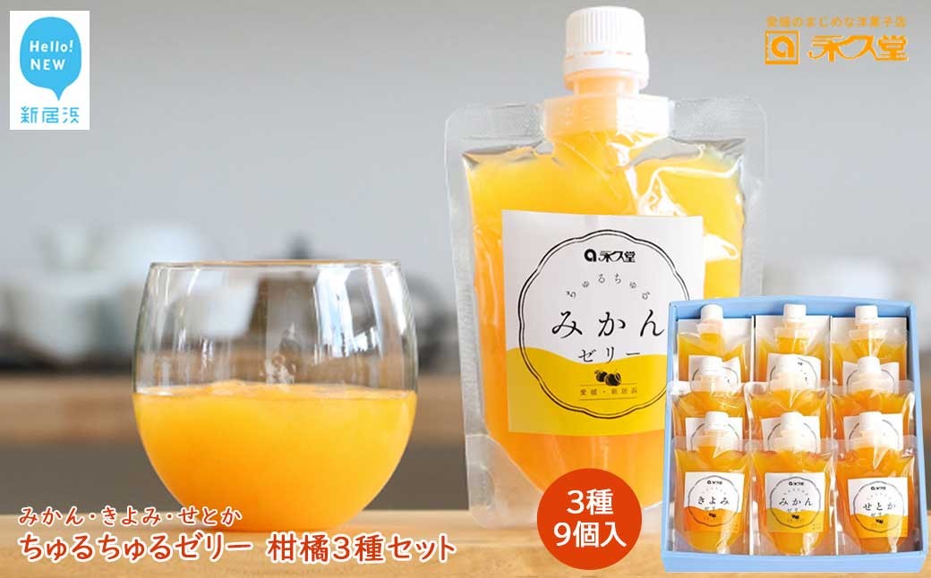 
                  フルーツゼリー ちゅるちゅるゼリー 柑橘 3種 合計9個 セット みかん きよみ せとか 柑橘王国愛媛 永久堂
                