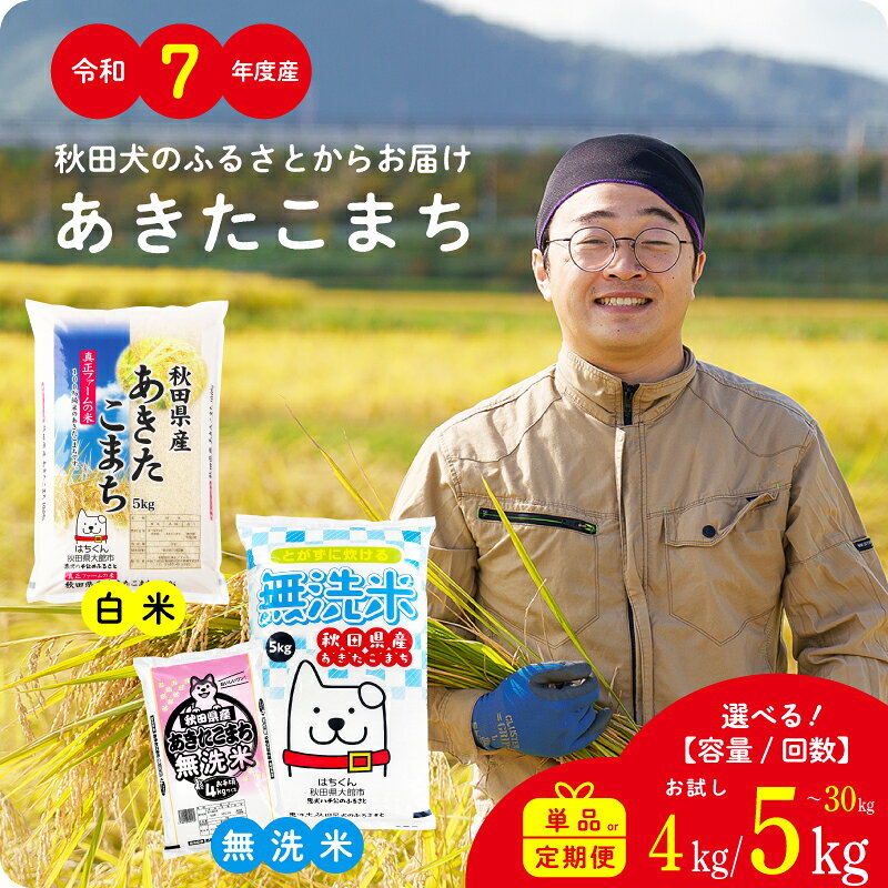 【ふるさと納税】7営業日内発送!! 令和7年産 秋田県産 あきたこまち 無洗米 白米 米 定期便 単品 選べる容量 4kg 5kg 10kg(5kg×2袋) 15kg(5kg×3袋) 20kg(5kg×4袋) 30kg(5kg×6袋) 定期 選べる回数 3ヶ月 6ヶ月 9ヶ月 12ヶ月 単一原料米 大館市 秋田【(有)真正ファーム】