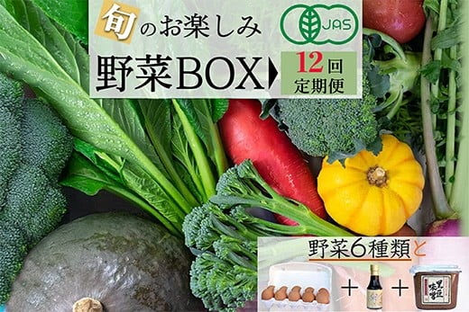 
            【12回定期便】＜京都・矢田の里＞産地直送！有機JAS認定 京野菜・農家のこだわり野菜・新鮮卵など お楽しみセット1年間お届け ≪オーガニック 栽培期間中農薬・化学肥料不使用 野菜 定期便 12回 卵≫
          