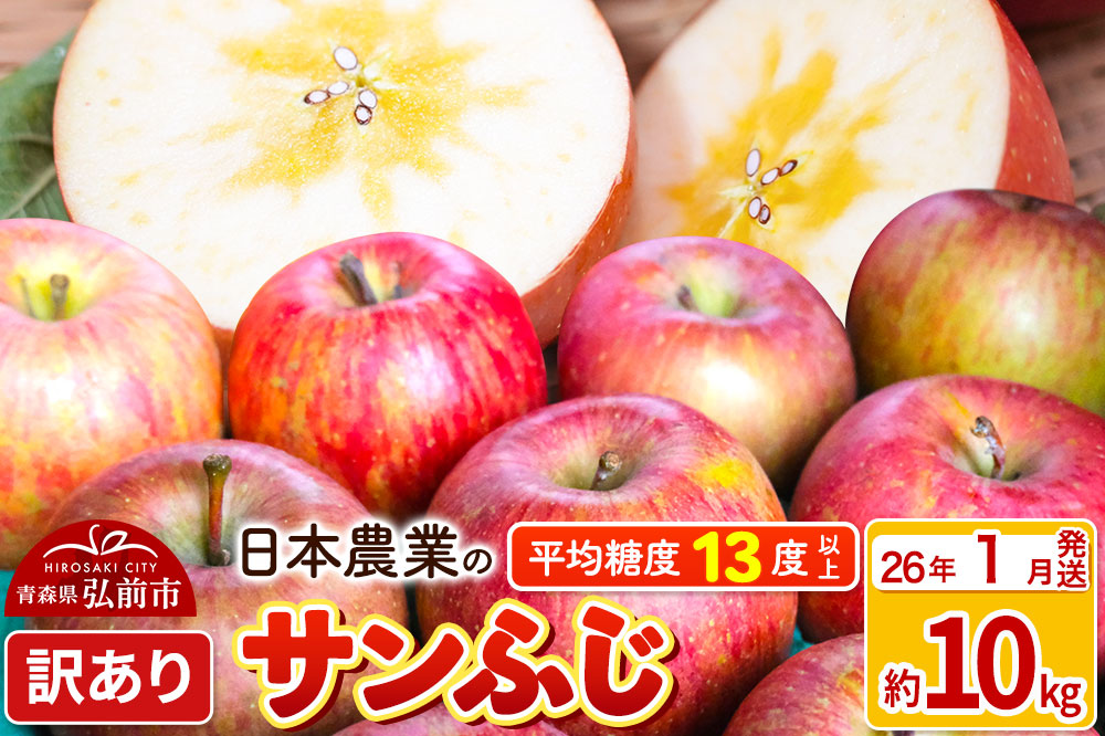 【26年1月発送】りんご 平均糖度13度以上！ サンふじ 約10kg 訳あり 青森 果物 フルーツ 林檎 リンゴ くだもの 不揃い 規格外