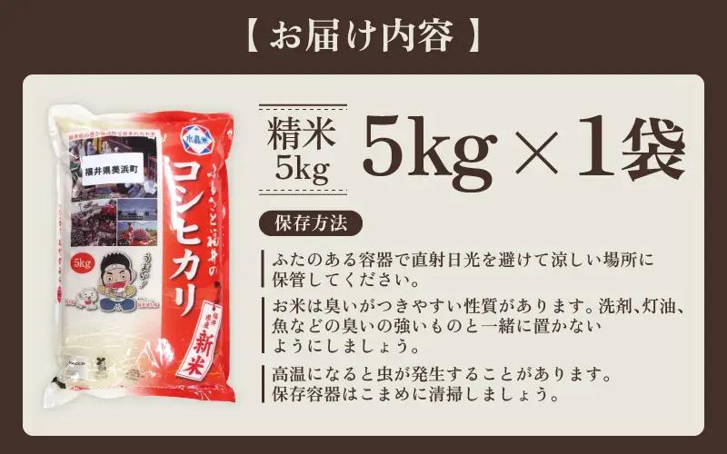 【先行予約】【令和7年産】米 コシヒカリ 5kg × 1袋 精米 福井県美浜町産【2026年8月下旬発送予定】 [m60-a019_08]