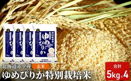 ゆめぴりか玄米特別栽培米北海道赤平産ゆめぴりか【20kg(5kg×4袋)】
