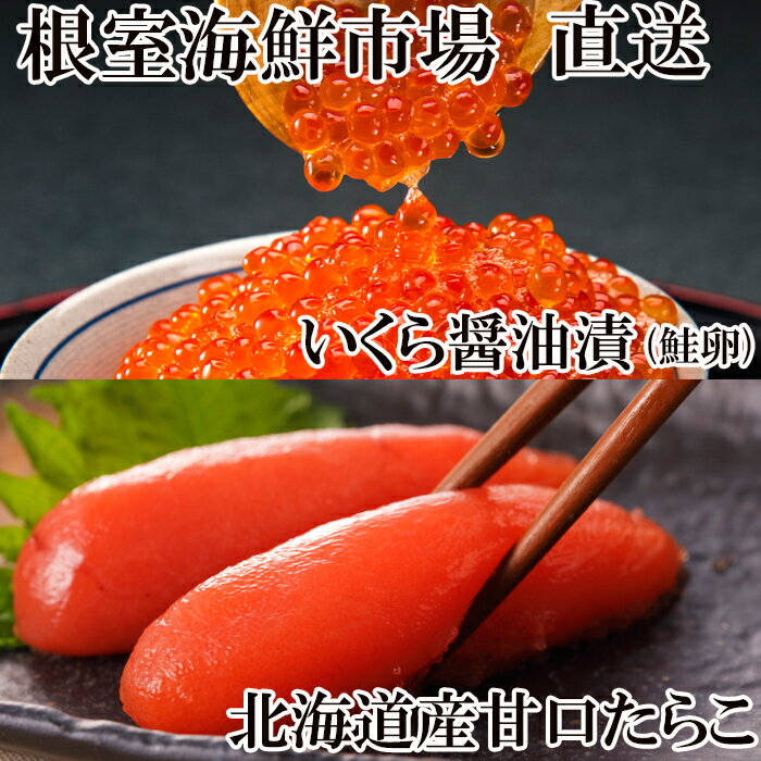 【ふるさと納税】根室海鮮市場＜直送＞いくら醤油漬け(鮭卵)70g×1P、甘口たらこ200g×1P G-28062