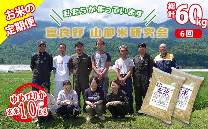 【令和6年度産】◆6ヵ月定期便◆ 富良野 山部米研究会【 ゆめぴりか 】玄米 5kg×2袋（10kg）お米 米 ご飯 ごはん 白米 定期 送料無料 北海道 富良野市 道産 直送 ふらの