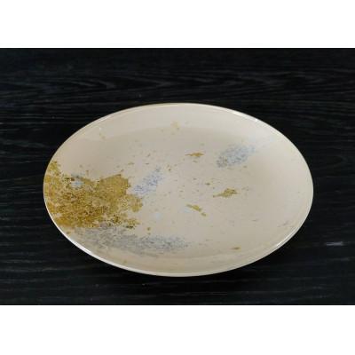 ふるさと納税 海南市 フラットプレート小皿　古代塗り金箔漆白 |  | 01