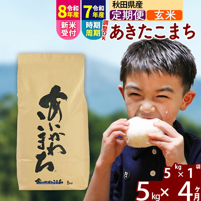 【ふるさと納税】※令和7年産／R8産新米予約※ 《定期便4ヶ月》秋田県産 あきたこまち 5kg【玄米】(5kg小分け袋) 2025年産 2026年産 令和8年産 お届け時期選べる お届け周期調整可能 隔月に調整OK お米 藤岡農産 [藤岡農産 秋田]