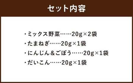 【7営業日以内発送】【こころざし（one＇s will）の品】 乾燥野菜 5袋セット 合計100g （ミックス野菜 ・ たまねぎ ・にんじん ＆ ごぼう ・ だいこん） 野菜 やさい 乾燥 長期保存 