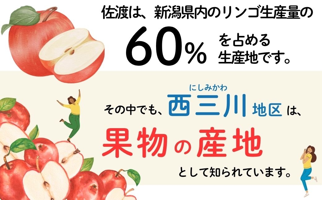 ふじとつがるを親に持ち、酸味が少なく甘みが際立つ