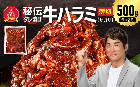 【2026年1月から発送開始】秘伝タレ漬けハラミ(サガリ)薄切 500g×1袋  | ハラミ 北海道 牛肉 _04836