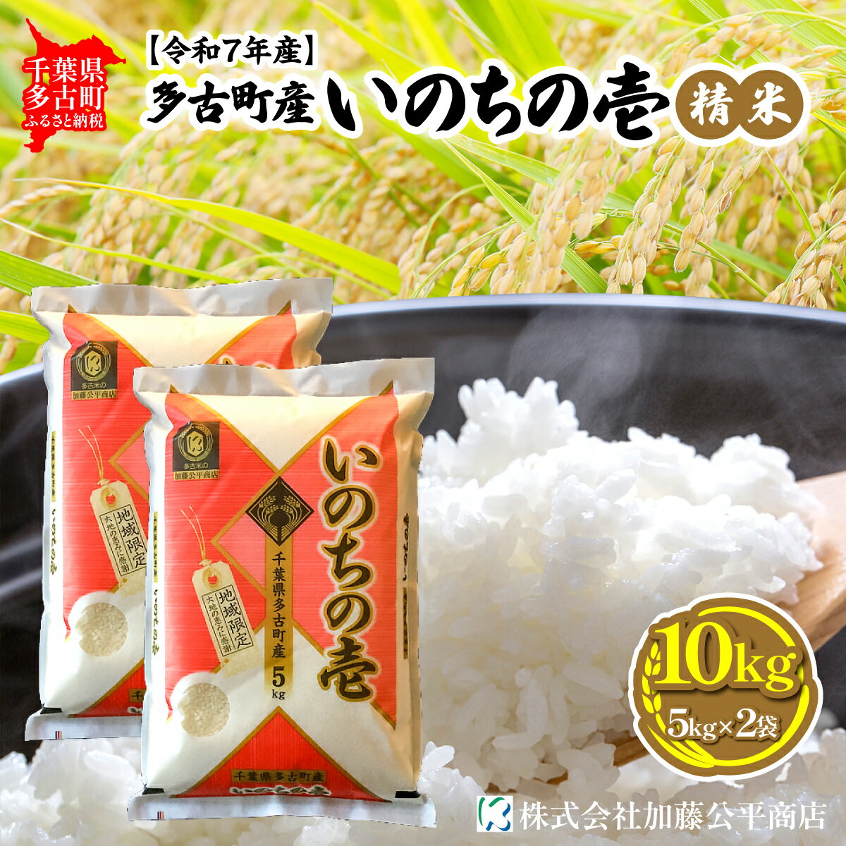 【ふるさと納税】【令和7年産】多古町産いのちの壱 精米10kg(5kg×2袋)【配送不可地域：離島・沖縄県】【TAKE005】