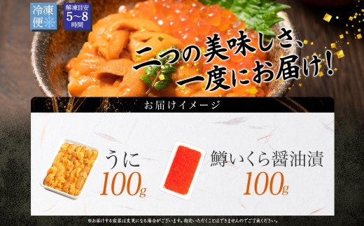 2518. うに チリ産 冷凍 100g 鱒いくら醤油漬け 100g セット ウニ 雲丹 チリ産 ますいくら 鱒 マス イクラ いくら いくら醤油漬け 海鮮 海鮮丼 送料無料 北海道 弟子屈町