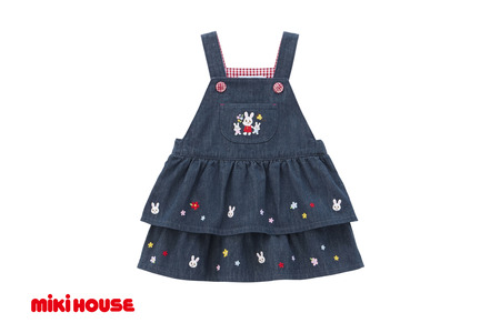 【ミキハウス】ダブルフリルジャンパースカート 【Ｌサイズ】 （81-18-L）こども 子ども服 子ども 子供 子供服 播州織 mikihouse ミキハウス