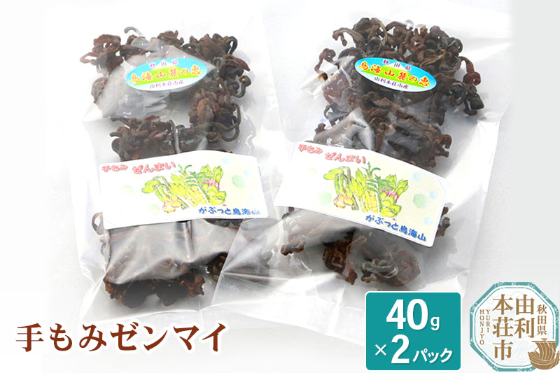 山菜 秋田県産 手もみゼンマイ 40g×2パック【6月中旬以降発送】