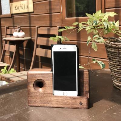 ふるさと納税 原村 木製スマホスピーカー　アウルfree 　ウォールナット
