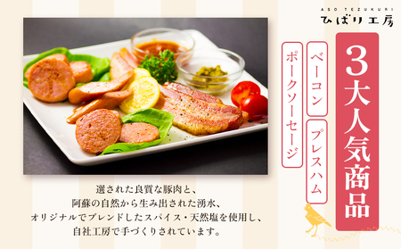 【季節のお野菜と金賞受賞ひばり工房3大人気セット】お野菜セット 熊本県産 旬の野菜と果物 4～6品 野菜 お野菜 本場ドイツ食肉コンテストsuffa 金賞受賞 ベーコンブロック プレスハム ポークソー