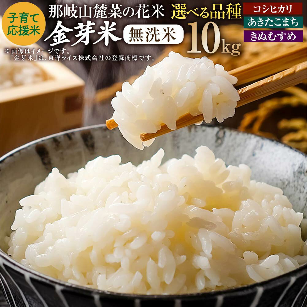【ふるさと納税】〈選べる品種〉子育て応援米【令和7年産】那岐山麓菜の花米金芽米 無洗米（コシヒカリ／あきたこまち／きぬむすめ）計10kg（5kg×2袋） 金芽米 白米 米 お米 国産米 岡山県 奈義町 送料無料 【2025年10月上旬より順次発送開始】 楽天スーパーSALE 9月開催