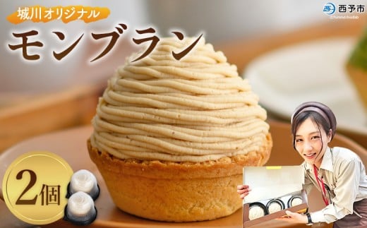 ＜城川オリジナルモンブラン 2個入り＞ 栗 スイーツ  マロン 洋菓子 おかし ケーキ くり お試し 和栗ペースト クリーム 渋皮煮 スポンジ チーズアパレイユ タルト メニークエスト 愛媛県 西予市【冷凍】