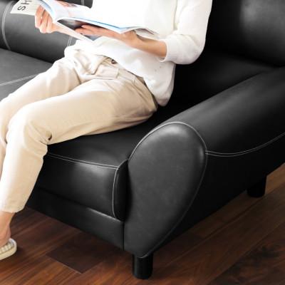 ふるさと納税 旭川市 旭川家具 宮田産業 LINDA(リンダ) 3人掛けソファ ブラック色_01000 |  | 02