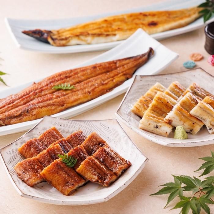 【ふるさと納税】三河一色産手焼き炭火焼き活うなぎ蒲焼き・白焼き紅白セット各2尾
