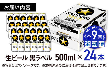 【全9回定期便】サッポロ生ビール 黒ラベル 500ml×24缶  合計216缶 /ビール お酒  黒ラベル 大分 日田 サッポロビール/ [ARDC083]