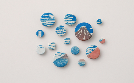 浮世絵くるみボタン 凱風快晴 (赤富士)